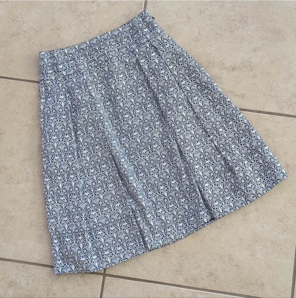 Tory Burch A-Line Pleated Skirt Blue White - Size 0 - Picture 1 of 10